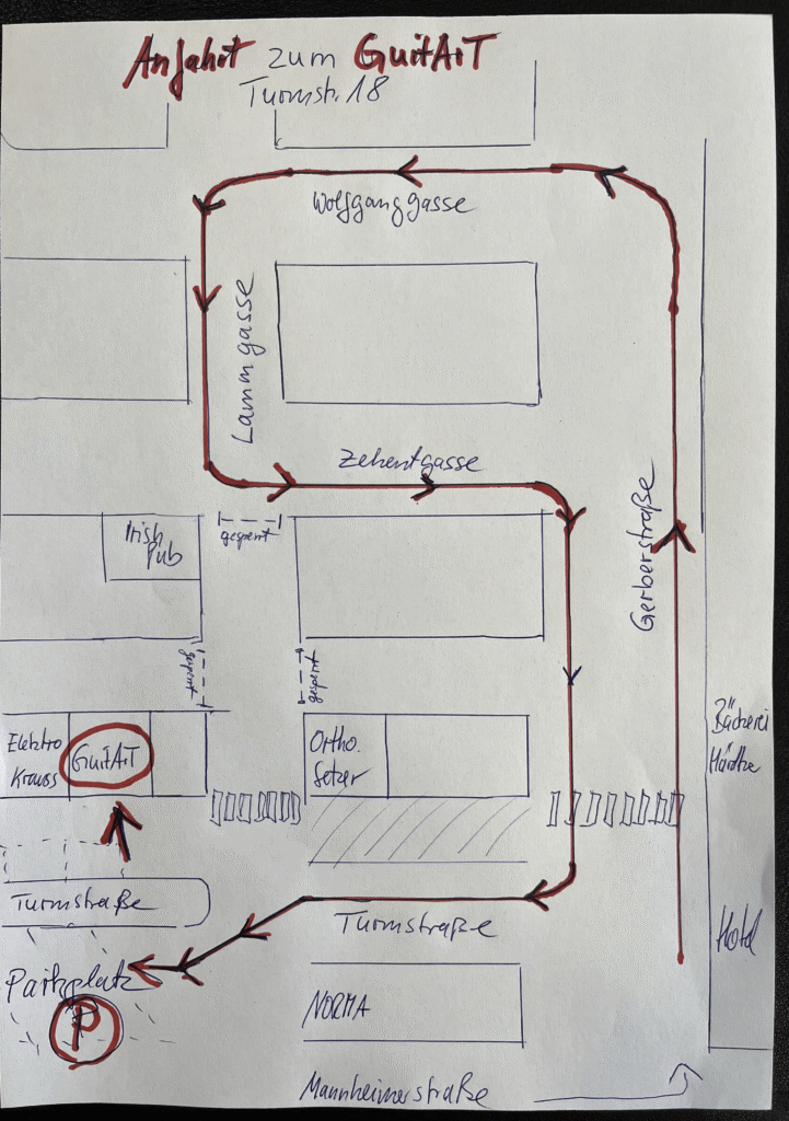 Anfahrtsskizze Umleitung Turmstraße